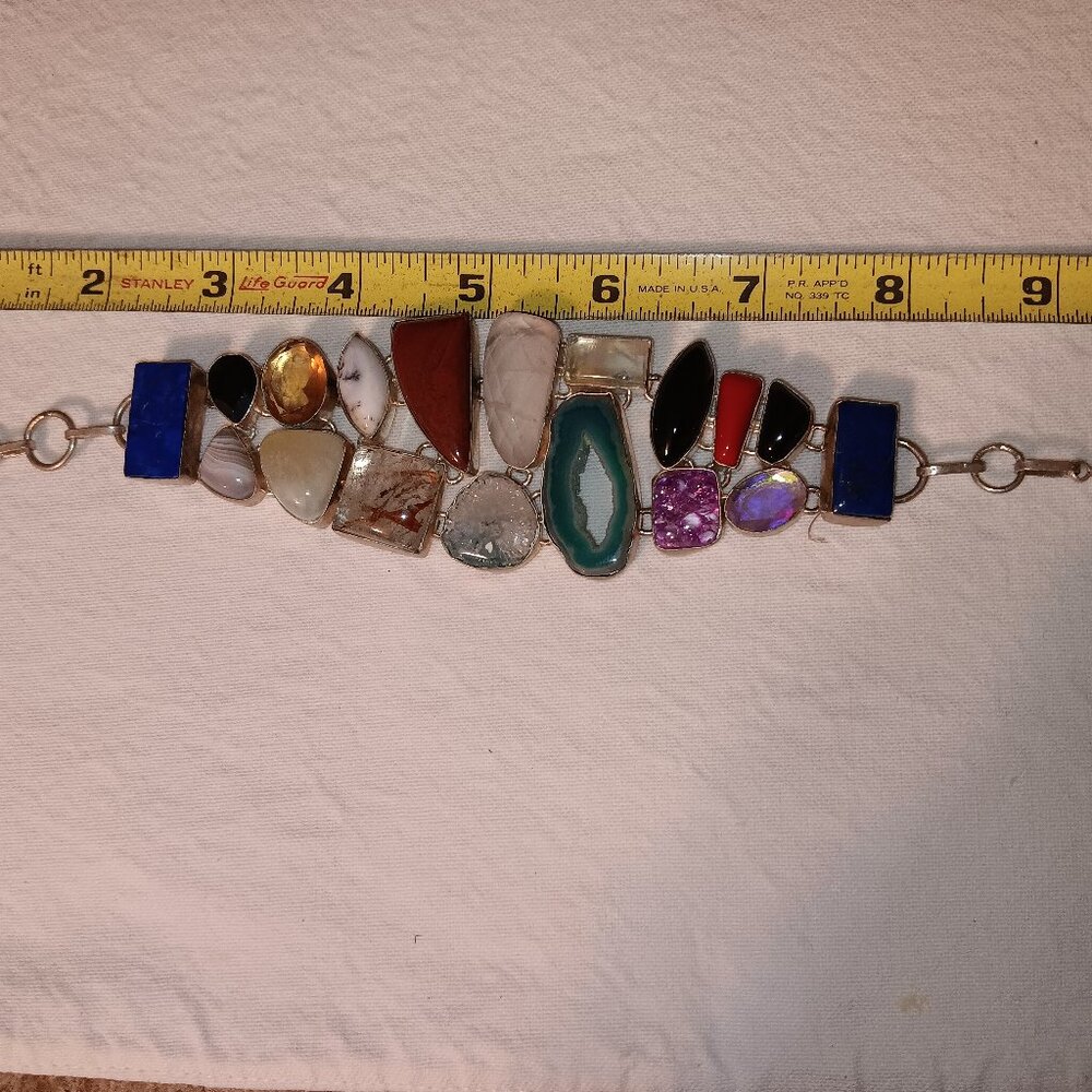 Mexico 950 Gemstone Mosaic Toggle Bracelet